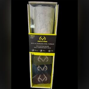Realtree Men's Boot Socks - 3 Pack & 20oz Camo Insulated Coffee Mug
